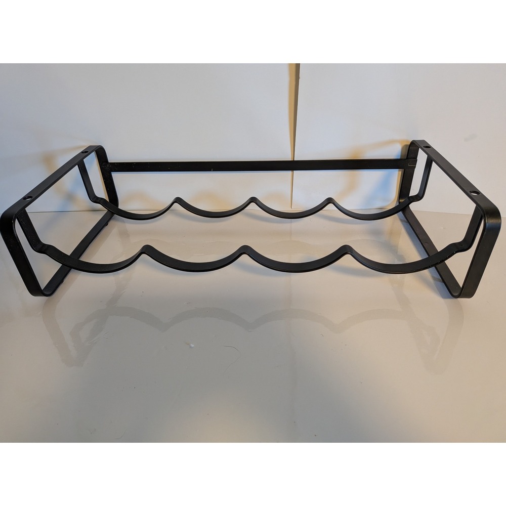 Black Metal 3 Bottle Wine Rack Wall Mounted or Countertop Industrial Wavy Design